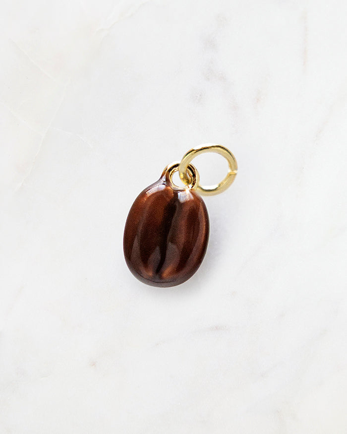 My Brunch Plans'  Coffee Bean Charm | 18k Gold Plated with Enamel on a marble background, perfect for planners, notebooks and more.