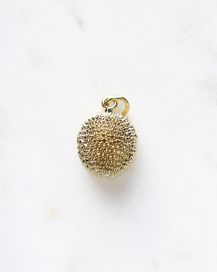 Back of My Brunch Plans'  Durian Charm | 18k Gold Plated with Enamel on a marble background, perfect for planners, notebooks and more.