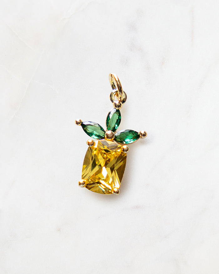 My Brunch Plans'  Pineapple Charm | 18k Gold Plated on a marble background, perfect for planners, notebooks and more.