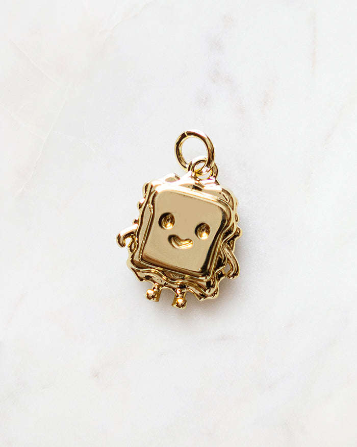 My Brunch Plans'  Gold Pomegranate Charm | 16k Gold Plated on a marble background, perfect for planners, notebooks and more.