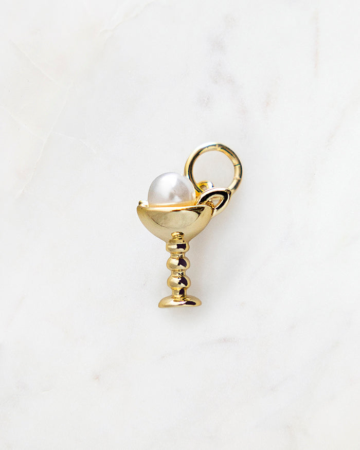 My Brunch Plans'  Ice Cream Sundae Charm | 18k Gold Plated with Pearl on a marble background, perfect for planners, notebooks and more.
