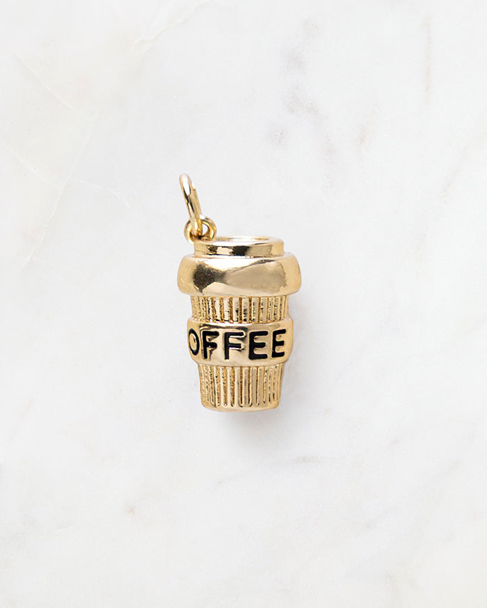 My Brunch Plans'  Coffee To Go Charm | 18k Gold Plated on a marble background, perfect for planners, notebooks and more.