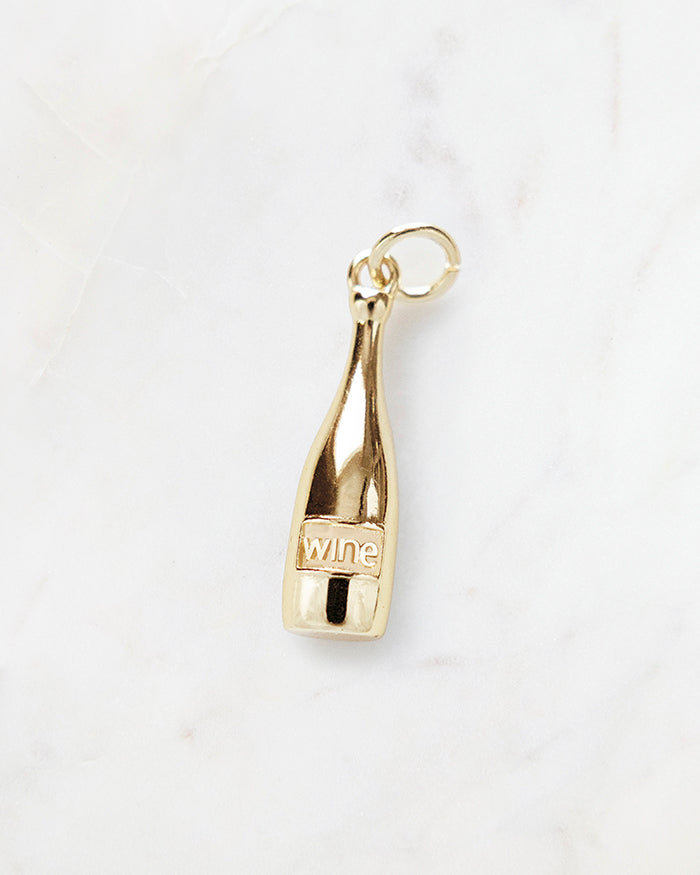 My Brunch Plans'  Wine Bottle Charm | 22k Gold Plated on a marble background, perfect for planners, notebooks and more.